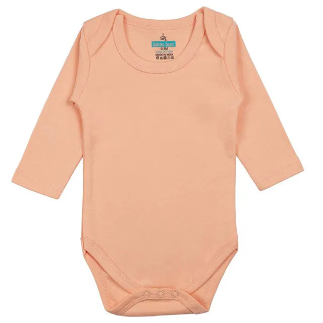 Babies Basic Long Sleeves Romper Bodysuit Pack of 3 - Blue, Brown And Orange