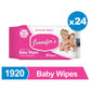 Jennifer's Baby Wipes Pack of 12 + 12 Free -1920pcs