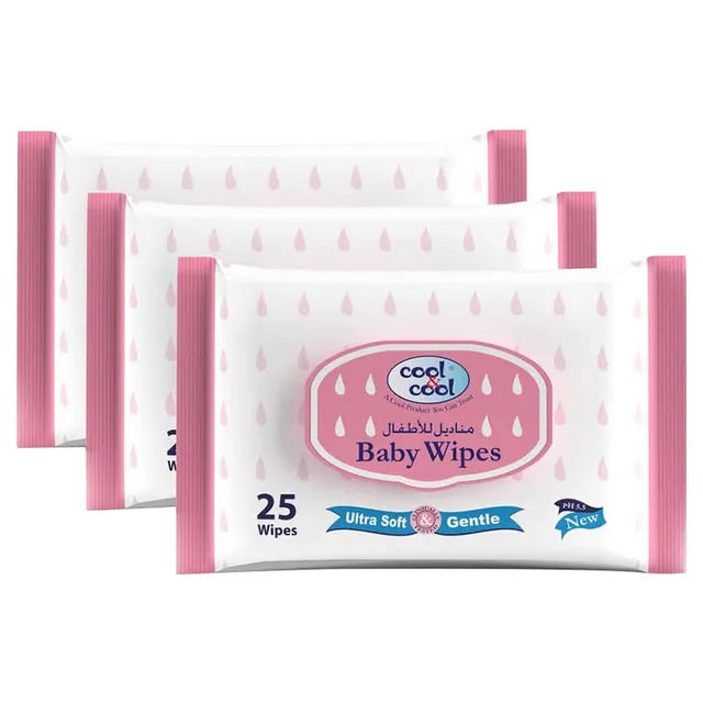 Cool & Cool Baby Wipes Pack of 3 - 75pcs