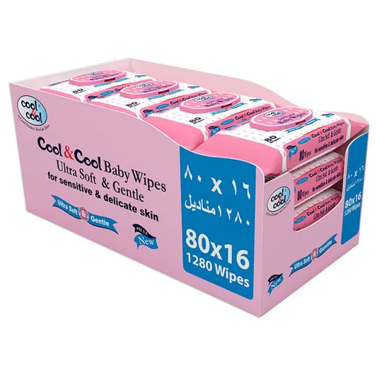 Cool & Cool Baby Wipes Pack of 16 - 1280pcs