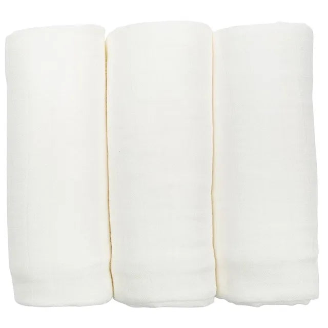 Lulujo 3-Pack Bamboo Muslin Swaddle Blankets - White