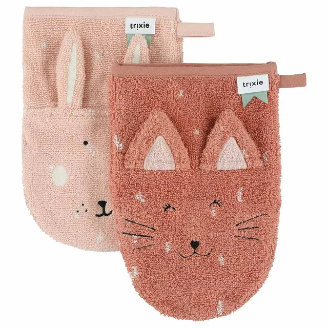 Trixie Washcloths 2-Pack | Mrs. Cat - Mrs. Rabbit