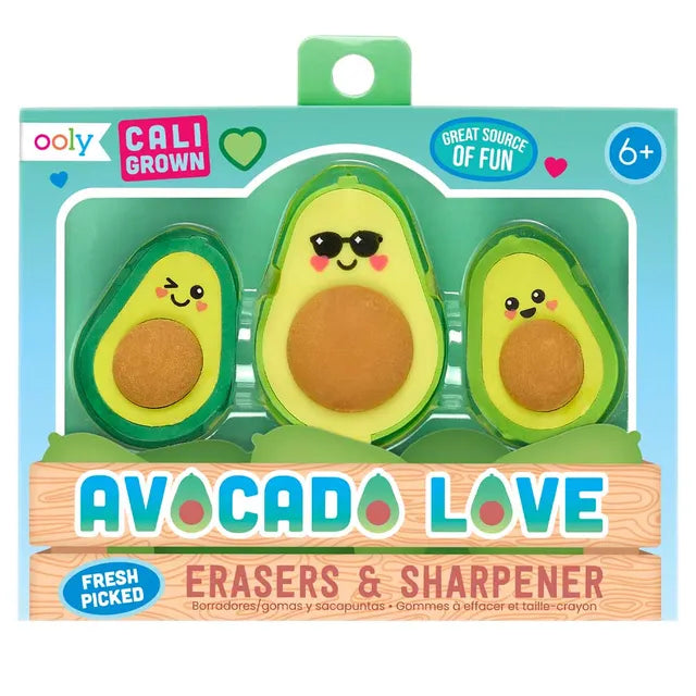 Ooly Avocado Love Eraser And Sharpener - Pack of 3