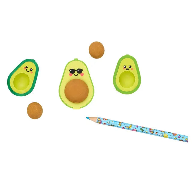 Ooly Avocado Love Eraser And Sharpener - Pack of 3