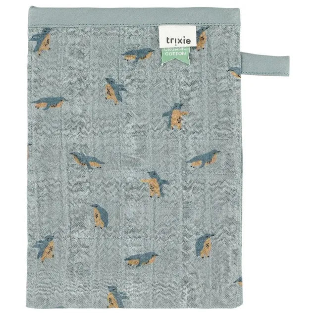 Trixie Muslin Washcloths 3-Pack Mix - Peppy Penguins - Laadlee