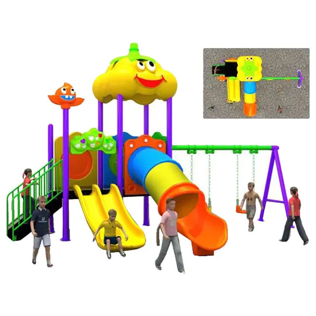 MYTS Mega Yellow Fellow Kids Tube Slide And Swings - Laadlee