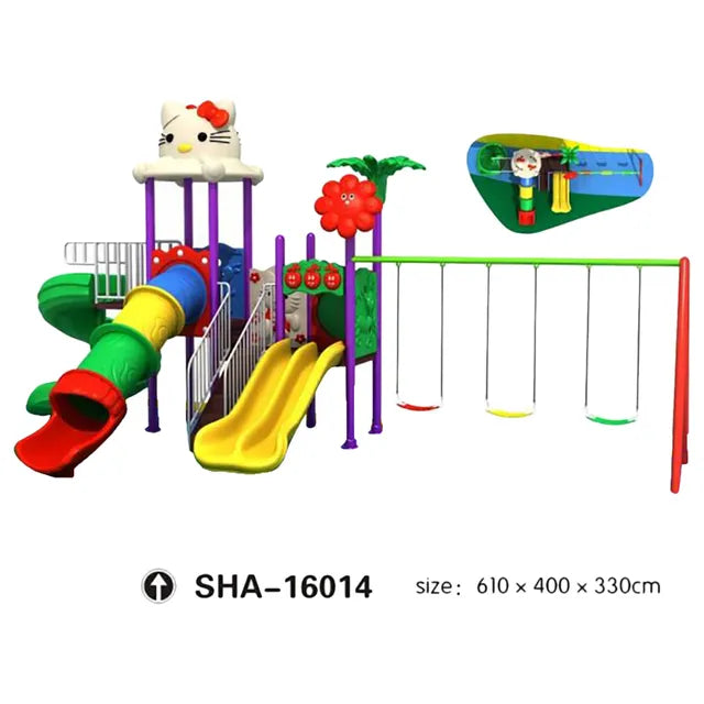 MYTS Mega Kitten Frame Dual Swing & Wavy Slides 330cm - Laadlee