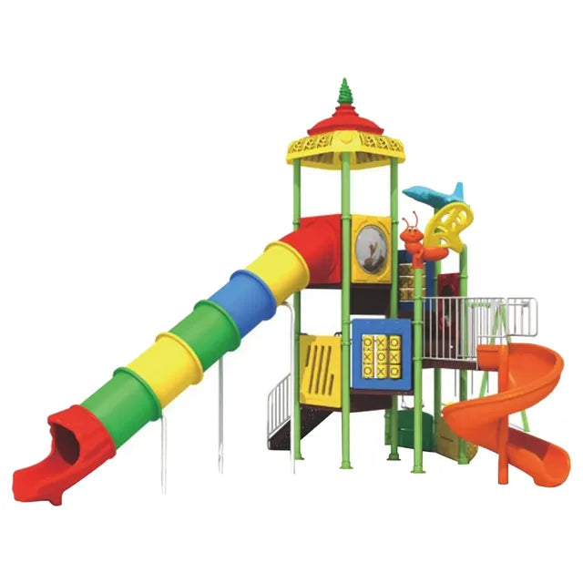 MYTS Tube Slide Playground And 3 Swing Playset