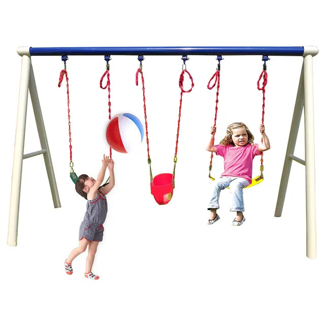 MYTS Metal Playground Swing Set: Outdoor Fun For Kids! - Laadlee