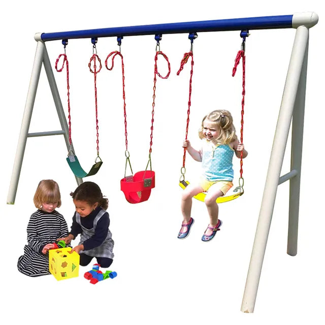 MYTS Metal Playground Swing Set: Outdoor Fun For Kids! - Laadlee