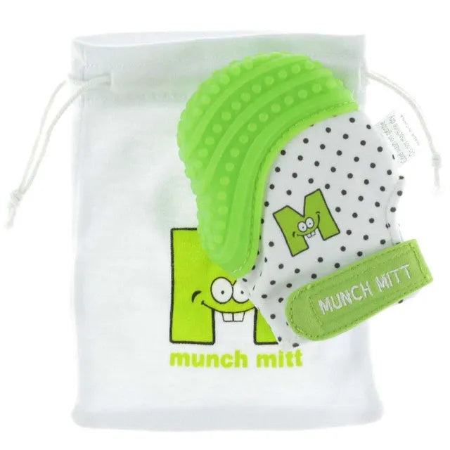 Malarkey Kids Munch Mitt Teething Mitten Polka Dots - Green - Laadlee