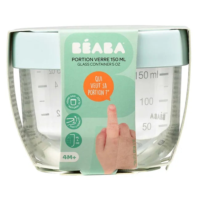 Beaba Conservation Jar Glass 150ml -Light Blue