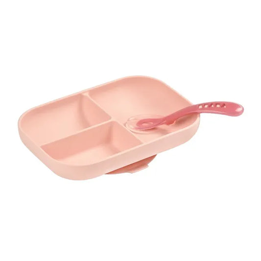 Beaba Silicone Suction Divided Plate - Pink