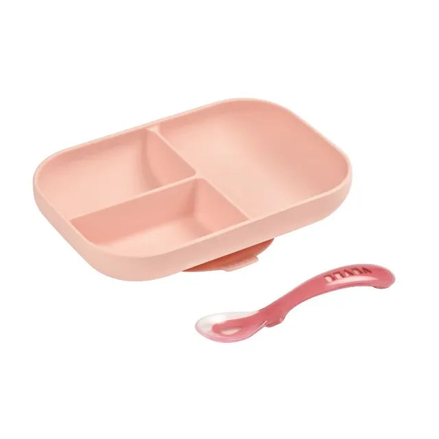 Beaba Silicone Suction Divided Plate - Pink