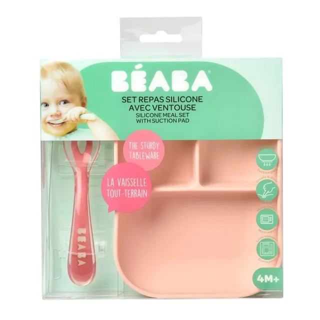 Beaba Silicone Suction Divided Plate - Pink