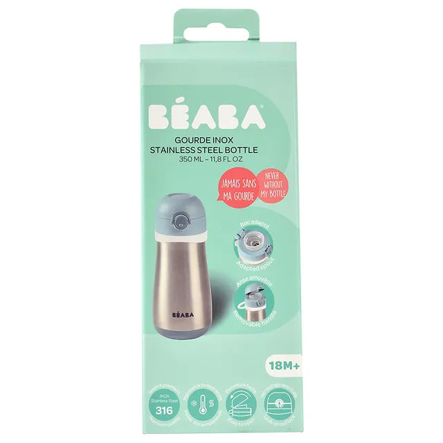 Beaba Stainless Steel Bottle 350ml + Handle - Windy Blue