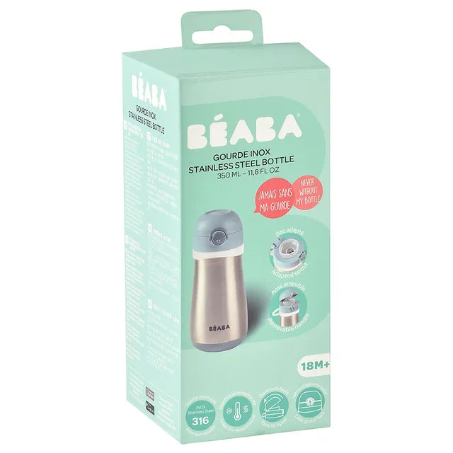 Beaba Stainless Steel Bottle 350ml + Handle - Windy Blue