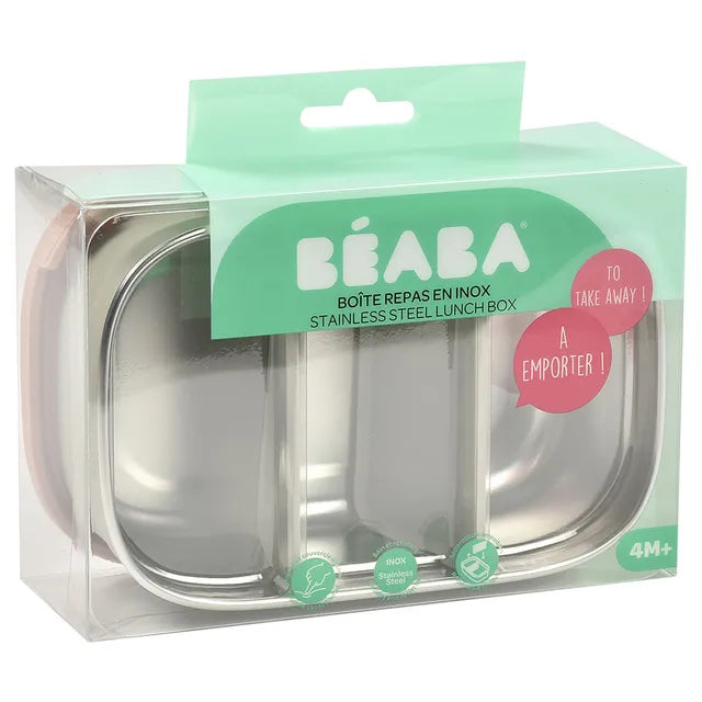 Beaba Stainless Steel Lunch Box - Velvet grey & Dusty rose