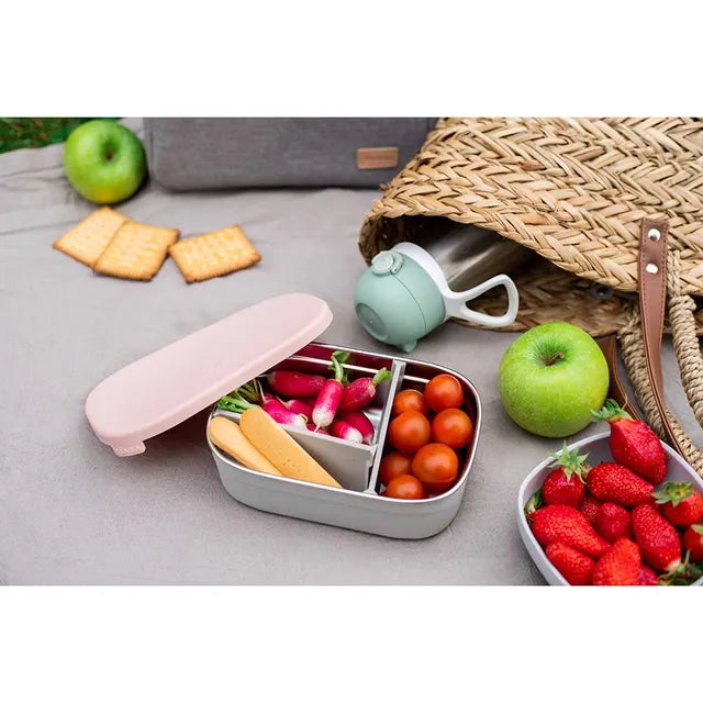 Beaba Stainless Steel Lunch Box - Velvet grey & Dusty rose