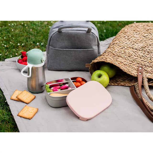 Beaba Stainless Steel Lunch Box - Velvet grey & Dusty rose