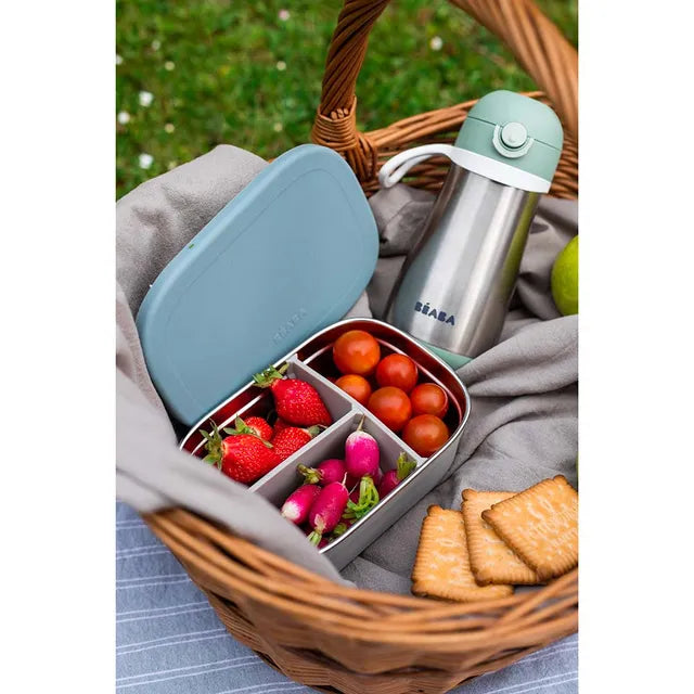 Beaba Stainless Steel Lunch Box - Velvet grey & Baltic blue