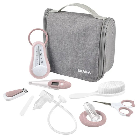 Beaba Hanging Toiletry Pouch with 9 Accessories -Pink