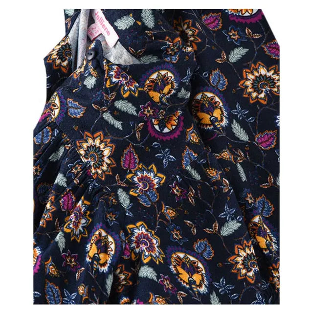 Jelliene All Over Printed Dress - Navy Blue - Laadlee
