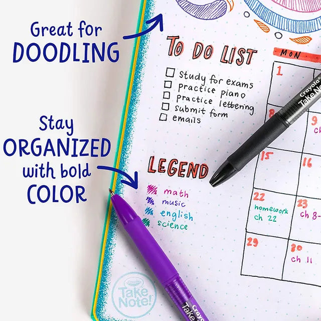 Crayola Take Note Washable Gel Pens - Pack of 14 - Laadlee