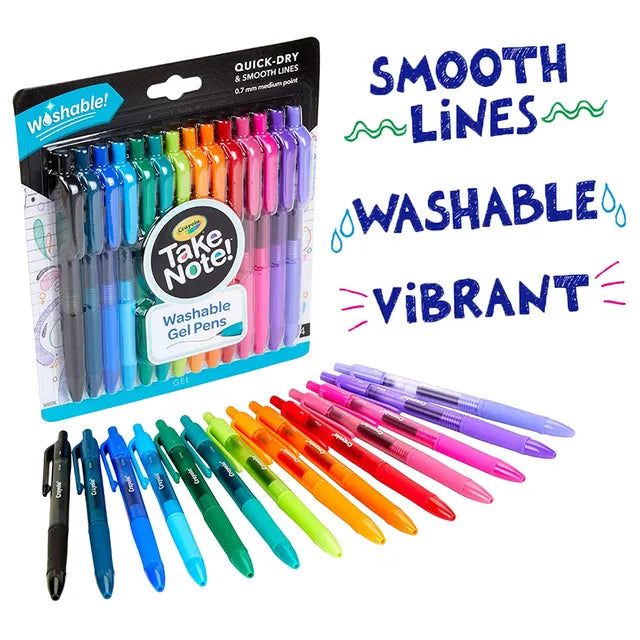 Crayola Take Note Washable Gel Pens - Pack of 14 - Laadlee