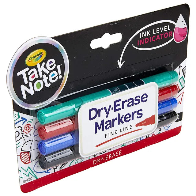 Crayola Low Odor Dry Erase Fine Tip Markers - Pack of 4