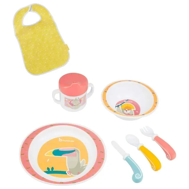 Badabulle Yummy Feeding Set Coral - 7 Pcs - Laadlee