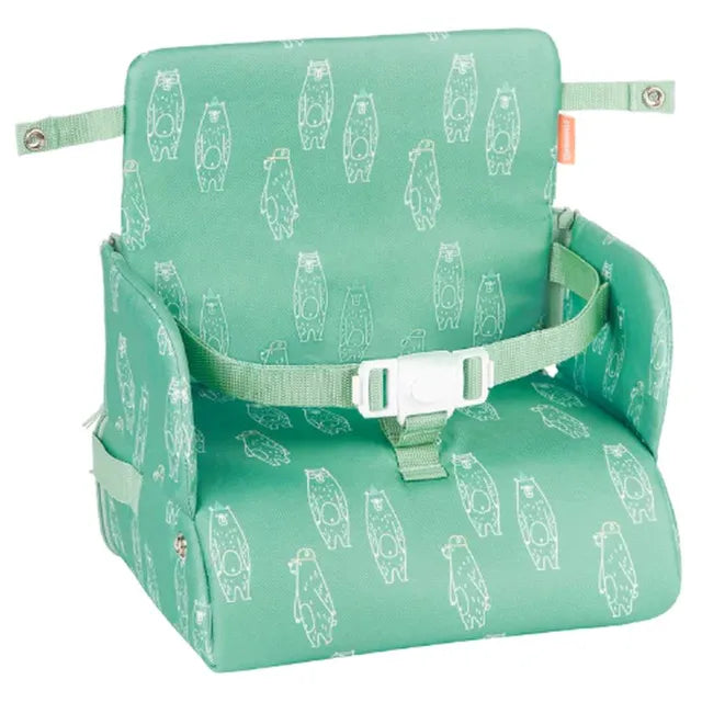 Badabulle 2 in 1 Washable Fabric Travel Booster Seat  - Green Bears