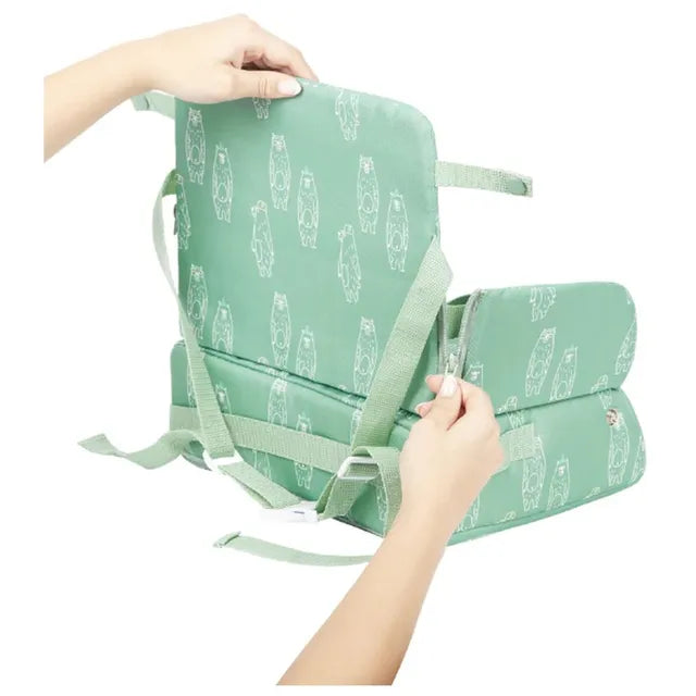 Badabulle 2 in 1 Washable Fabric Travel Booster Seat  - Green Bears