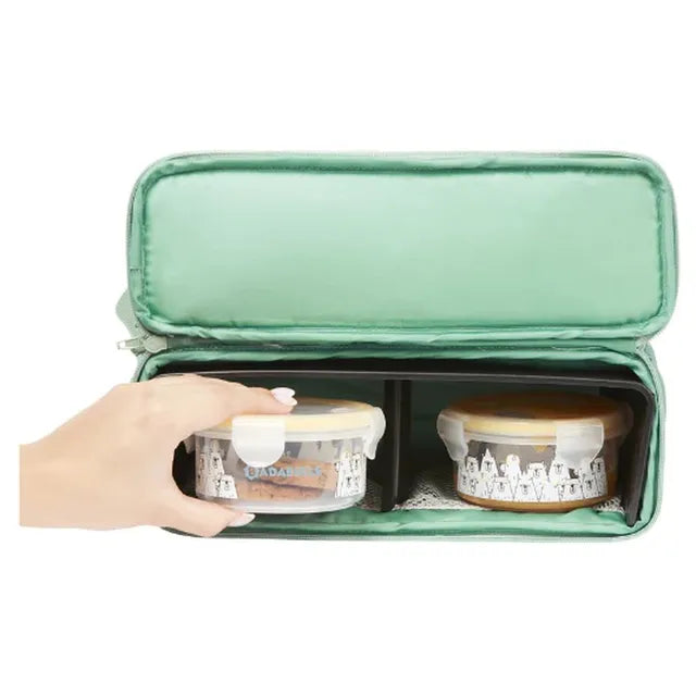 Badabulle 2 in 1 Washable Fabric Travel Booster Seat  - Green Bears - Laadlee