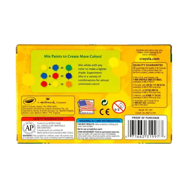 Crayola Acrylic Paint Set  - Pack of 6 - Laadlee