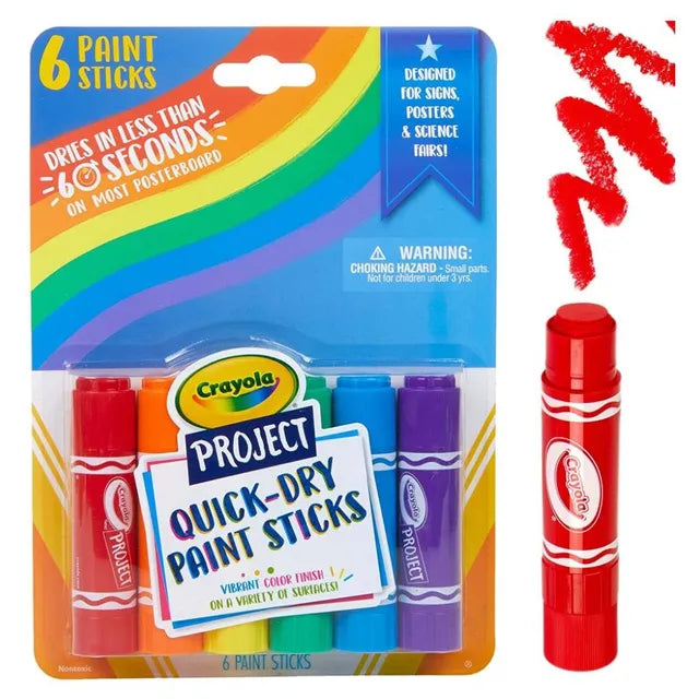 Crayola  Project Quick Dry Paint Sticks - Pack of 6 - Laadlee