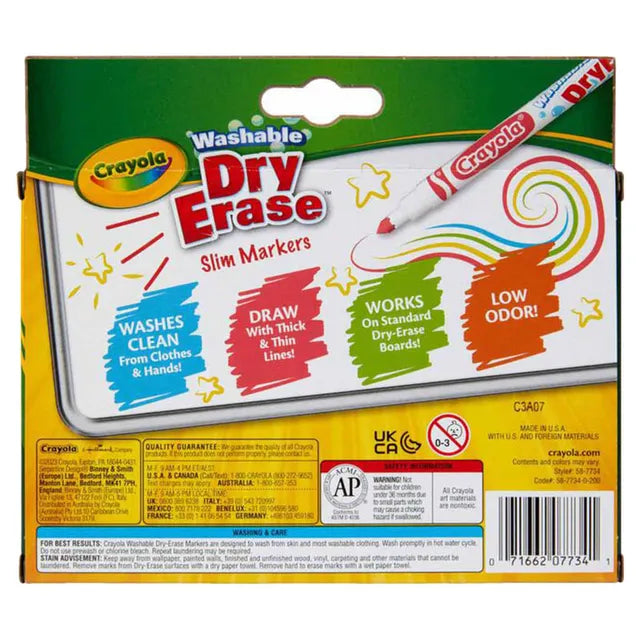 Crayola Slim Dry-Erase Wahable Markers - Pack of 10 - Laadlee
