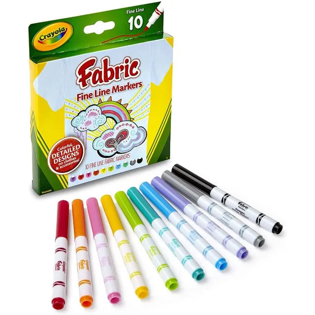 Crayola Fine Line Fabric Markers - Pack of 10 - Laadlee