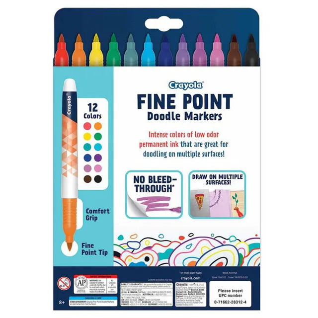 Crayola Fine Point Doodle Markers - Pack of 12 - Laadlee