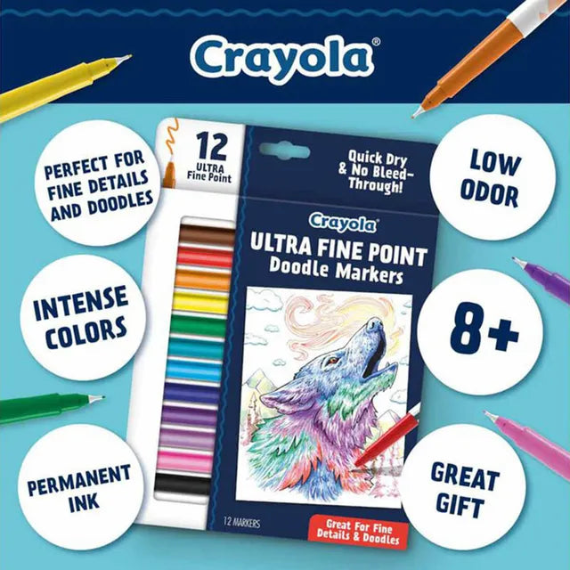 Crayola Ultra-Fine Point Doodle Markers - Pack of 12 - Laadlee