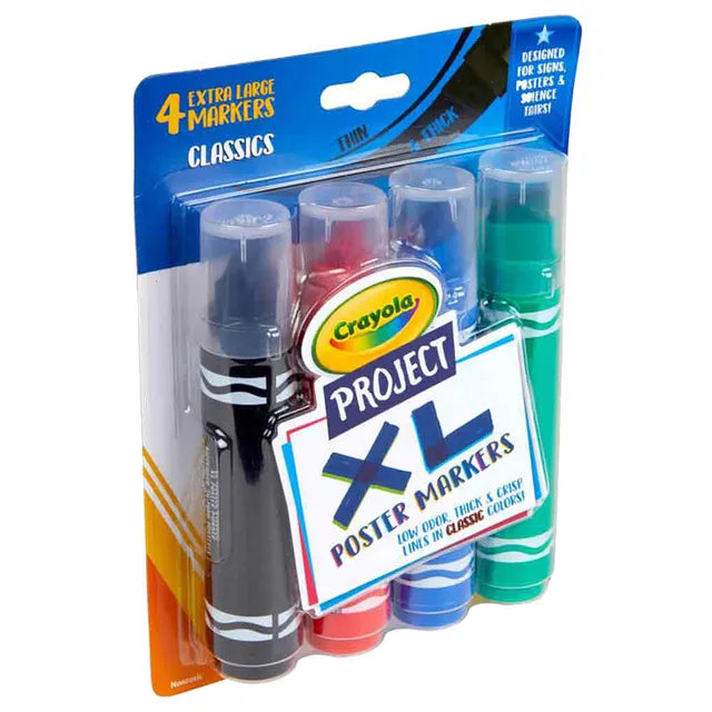 Crayola XL Poster Markers, Classic Colors - Pack of 4 - Laadlee