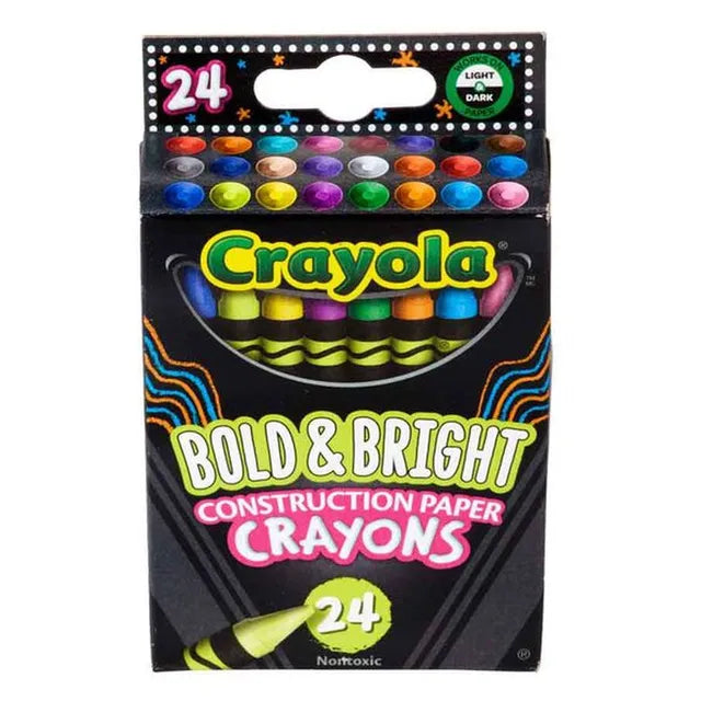 Crayola Bold and Bright Construction Paper Crayons Colors - Pack of 24 - Laadlee