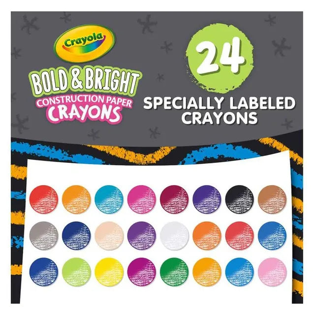 Crayola Bold and Bright Construction Paper Crayons Colors - Pack of 24 - Laadlee