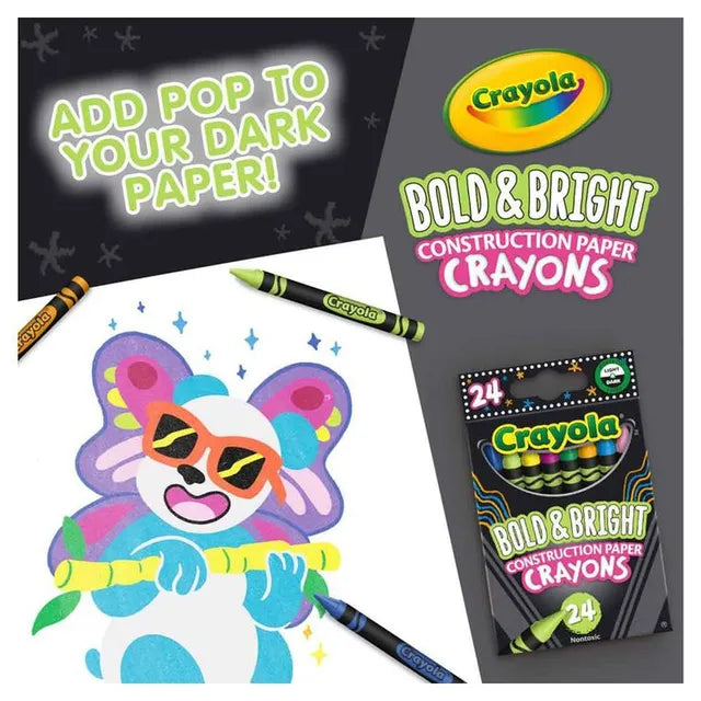 Crayola Bold and Bright Construction Paper Crayons Colors - Pack of 24 - Laadlee