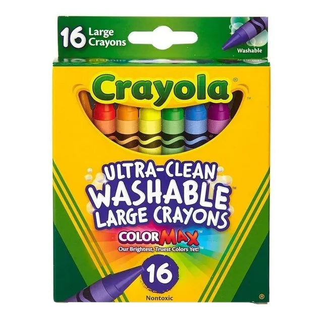 Crayola Ultra-Clean Washable Large Crayons Pack of 16 - Laadlee