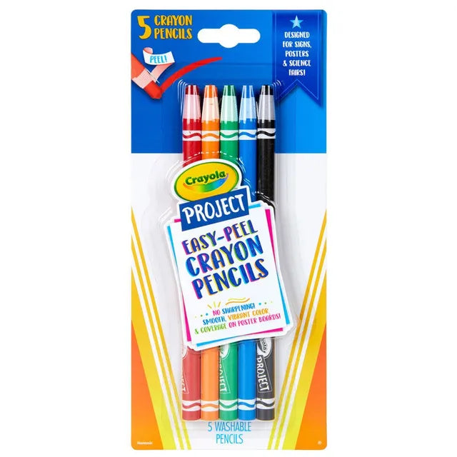 Crayola Crayola Project Easy Peel Crayon Pencils - Pack of 5 - Laadlee