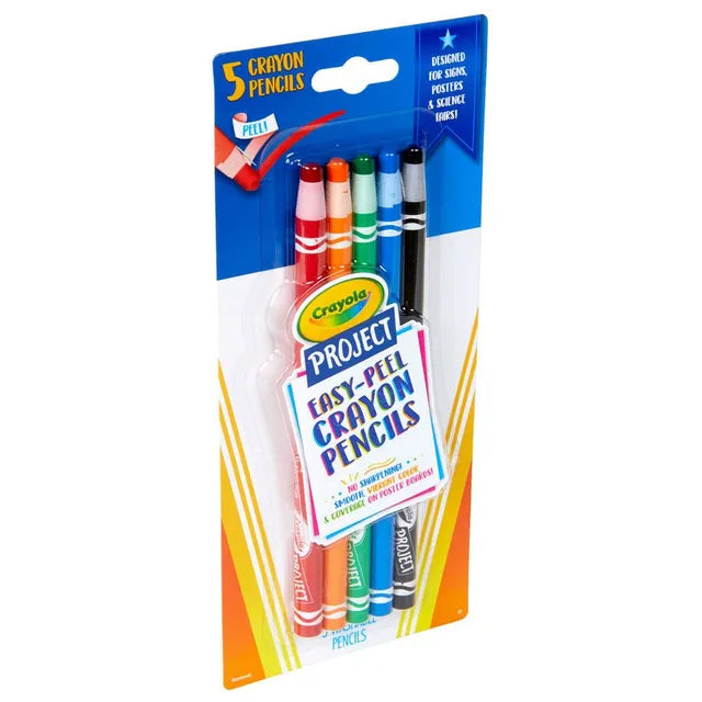 Crayola Crayola Project Easy Peel Crayon Pencils - Pack of 5 - Laadlee