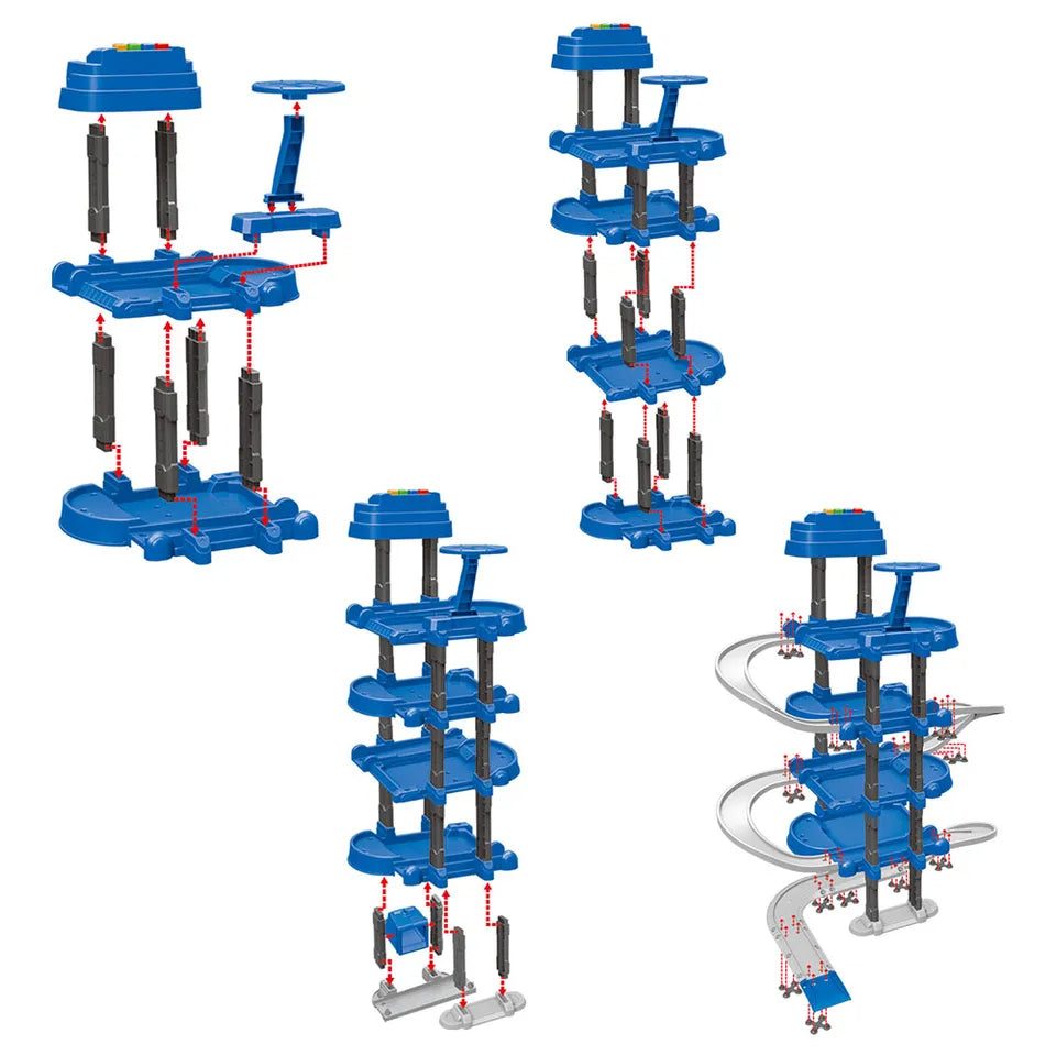 D-Power 4 Storied Police Station DIY Lift Parking Set - 78Pcs - Laadlee