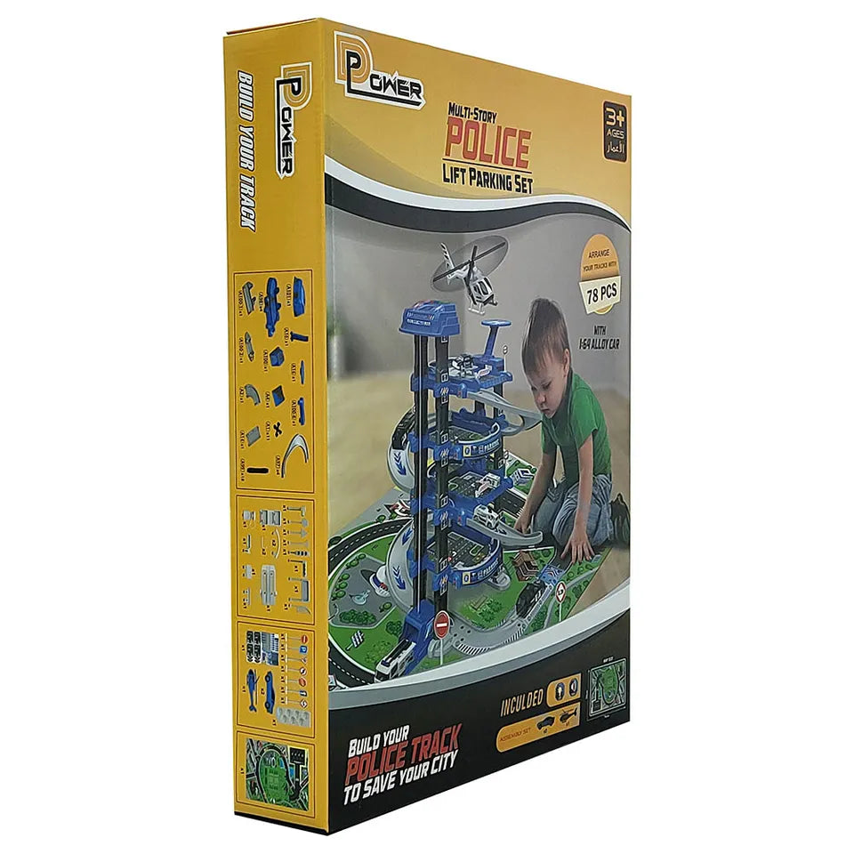 D-Power 4 Storied Police Station DIY Lift Parking Set - 78Pcs - Laadlee