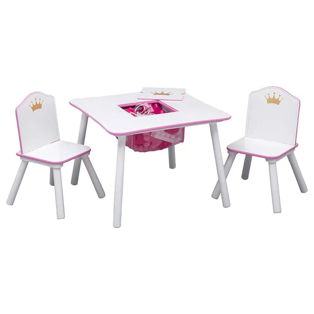 Delta Children Princess Crown Kids Chair Set And Table - White/Pink